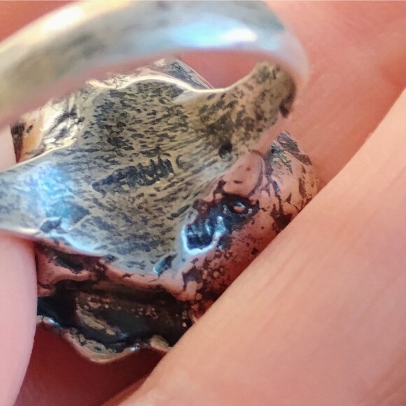 Vtg Modernist Brutalist Sterling Silver Carnelian Ring Size 8 Designer Signed - Picture 6 of 9